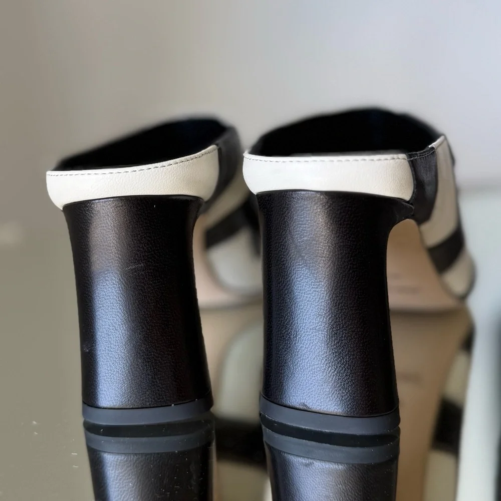 New JIMMY CHOO Kinley 75 two-tone leather mules $895 35 - Picture 9 of 13